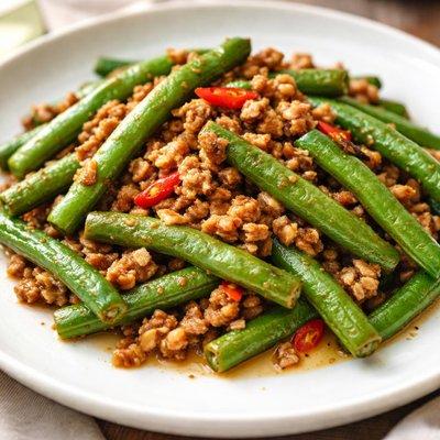 豆角炒肉末