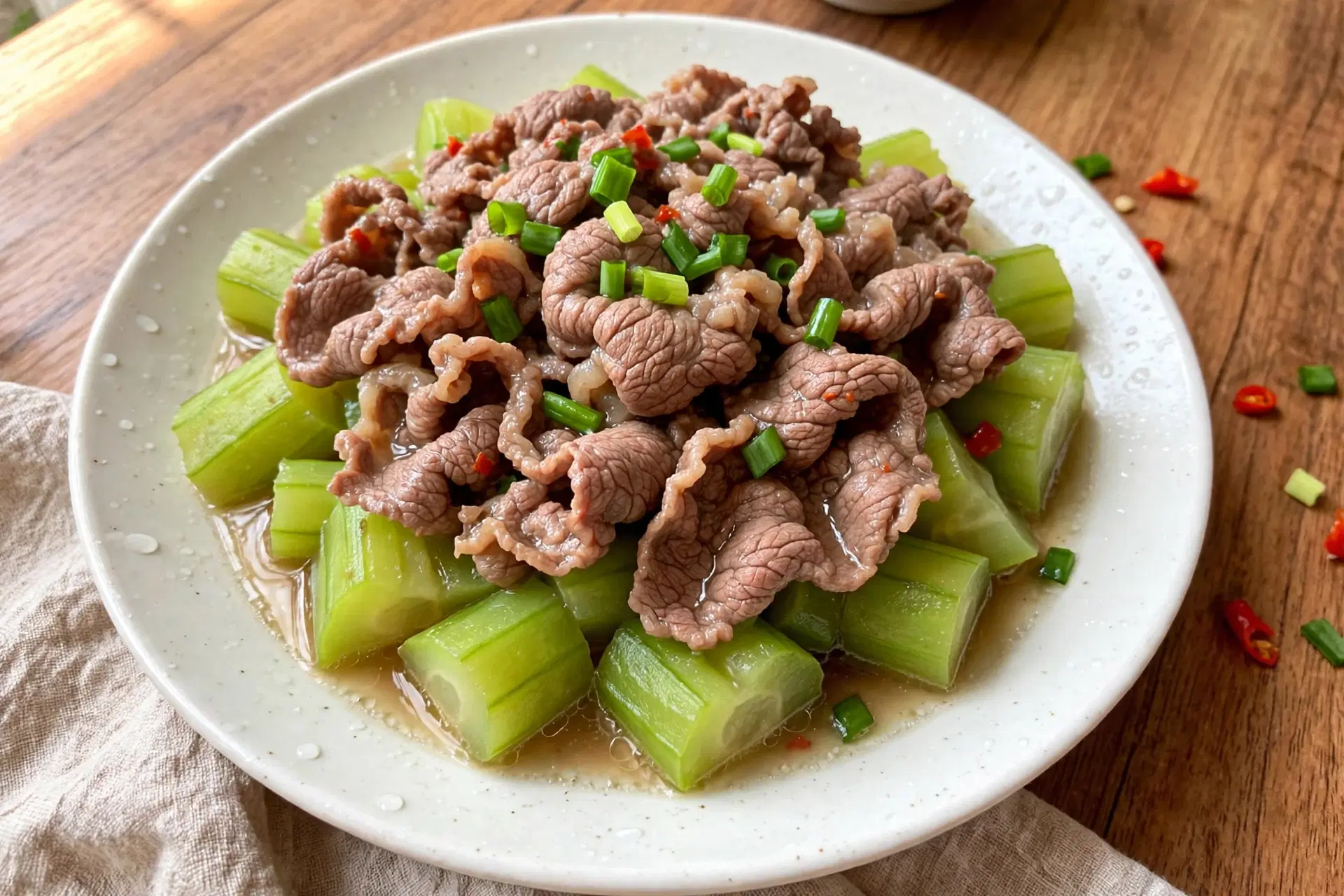 丝瓜蒸牛肉